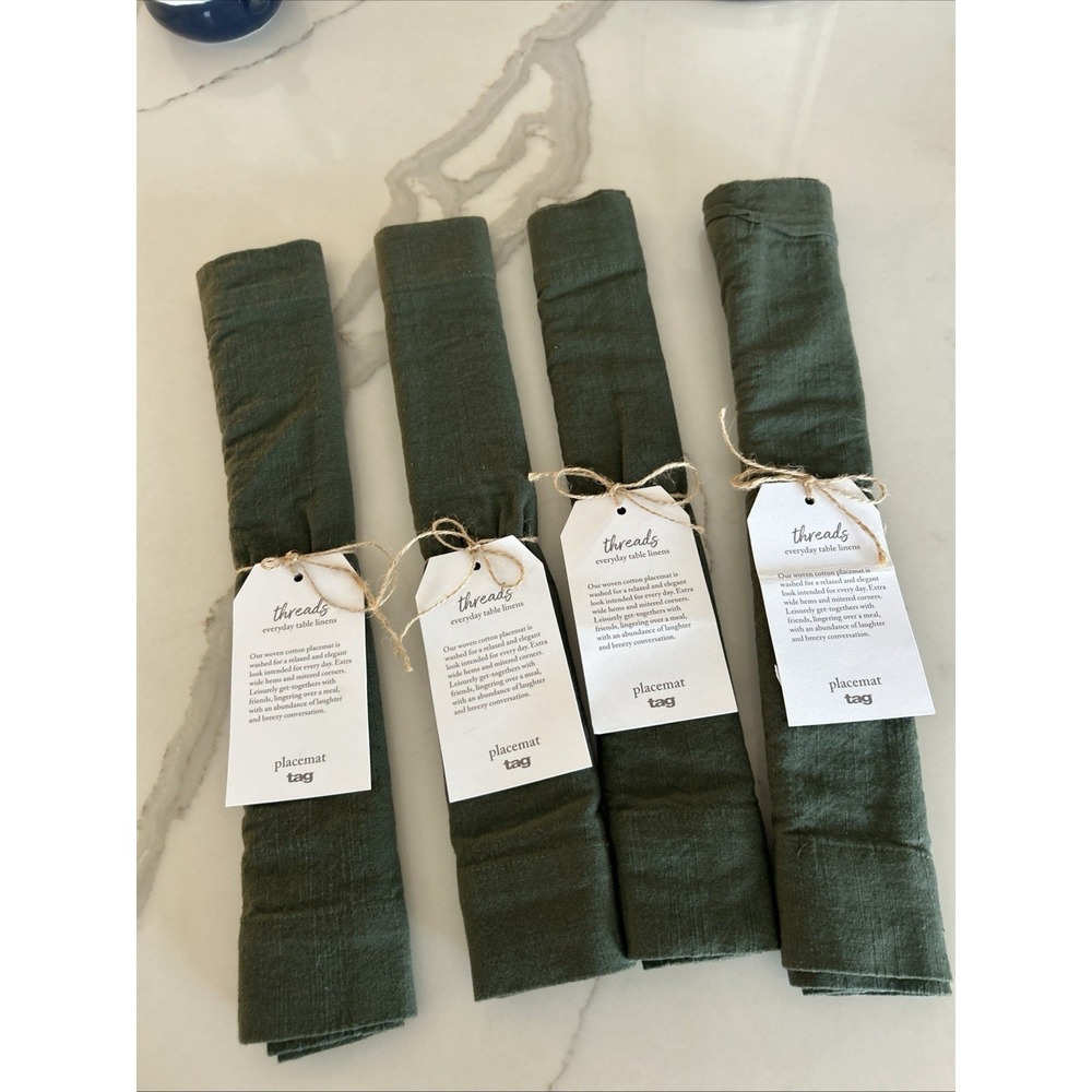 New Green Placemats 4 Threads Everyday Table Linens Cotton Rectangular Dillard's